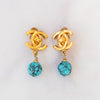 Chanel CC Turquoise Turnlock Clip On Earrings