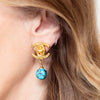 Chanel CC Turquoise Turnlock Clip On Earrings