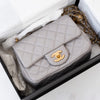 Chanel Light Grey Lambskin Quilted Mini Square  Pearl Crush Flap Bag