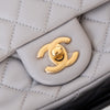 Chanel Light Grey Lambskin Quilted Mini Square  Pearl Crush Flap Bag