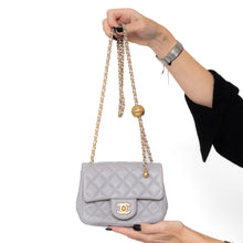  Chanel Light Grey Lambskin Quilted Mini Square  Pearl Crush Flap Bag