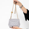 Chanel Light Grey Lambskin Quilted Mini Square  Pearl Crush Flap Bag