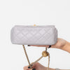 Chanel Light Grey Lambskin Quilted Mini Square  Pearl Crush Flap Bag