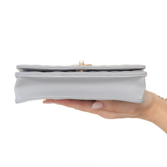 Chanel Grey  Wallet On Chain Top Handle Diamante Detail Bag