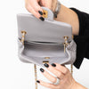 Chanel Light Grey Lambskin Quilted Mini Square  Pearl Crush Flap Bag