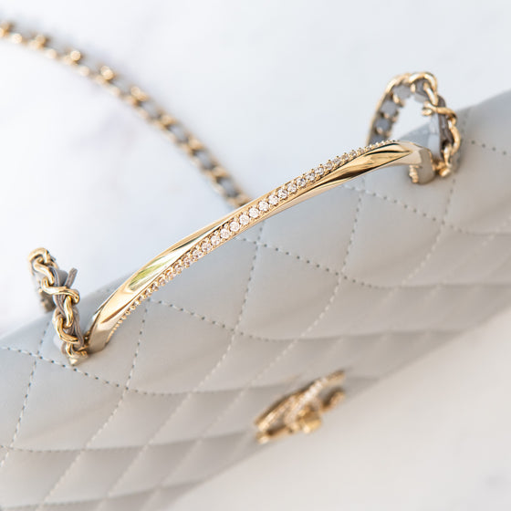 Chanel Grey  Wallet On Chain Top Handle Diamante Detail Bag