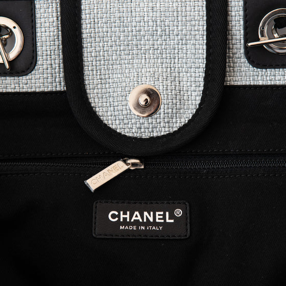 Chanel Grey Canvas and Leather Deauville Shopper Tote Bag