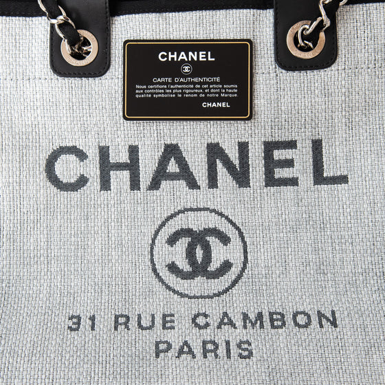 Chanel Grey Canvas and Leather Deauville Shopper Tote Bag