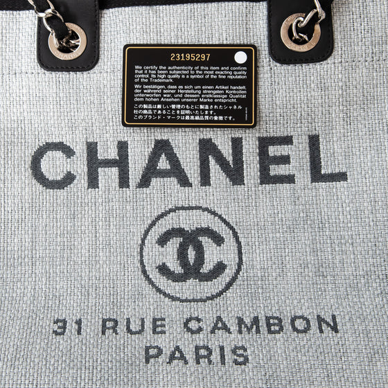 Chanel Grey Canvas and Leather Deauville Shopper Tote Bag