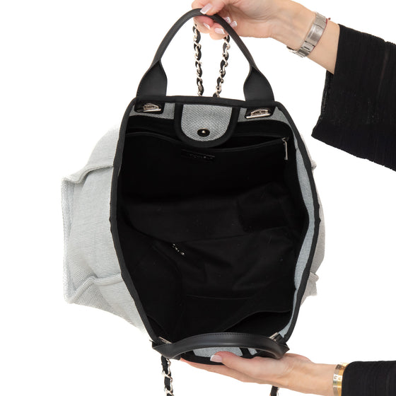 Chanel Grey Canvas and Leather Deauville Shopper Tote Bag