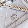 Chanel 19 Grey Leather Wallet On Chain Flap Bag