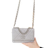 Chanel 19 Grey Leather Wallet On Chain Flap Bag