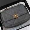 Chanel 19 Medium Grey Quilted Wool Felt Flap Bag