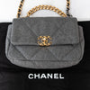 Chanel 19 Medium Grey Quilted Wool Felt Flap Bag