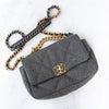 Chanel 19 Medium Grey Quilted Wool Felt Flap Bag