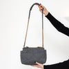 Chanel 19 Medium Grey Quilted Wool Felt Flap Bag