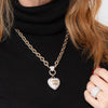 Chanel Strass and Pale Gold Metal CC Heart Necklace 2020