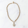 Chanel Strass and Pale Gold Metal CC Heart Necklace 2020