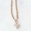 Chanel Strass and Pale Gold Metal CC Heart Necklace 2020