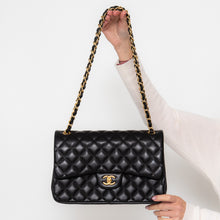  Chanel Black Jumbo Classic Double Flap Bag In Lambskin Leather