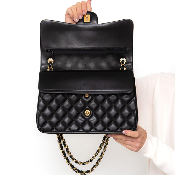 Chanel Black Jumbo Classic Double Flap Bag In Lambskin Leather