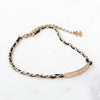 Chanel Black Leather And Gold Chain Crystal Logo ID Choker Necklace