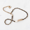 Chanel Black Leather And Gold Chain Crystal Logo ID Choker Necklace