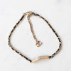Chanel Black Leather And Gold Chain Crystal Logo ID Choker Necklace