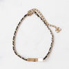 Chanel Black Leather And Gold Chain Crystal Logo ID Choker Necklace