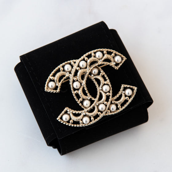 Chanel CC Pearl And Crystal Brooch