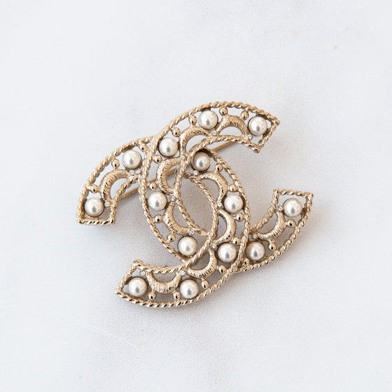 Chanel CC Pearl And Crystal Brooch