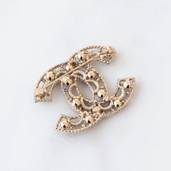 Chanel CC Pearl And Crystal Brooch