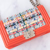 Chanel Fantasy Tweed And Coral Leather Medium Boy Bag