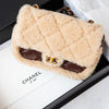 Unused Chanel Mini Rectangular Shearling And Brown Lambskin Leather Bag