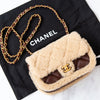 Unused Chanel Mini Rectangular Shearling And Brown Lambskin Leather Bag
