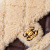 Unused Chanel Mini Rectangular Shearling And Brown Lambskin Leather Bag
