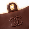 Unused Chanel Mini Rectangular Shearling And Brown Lambskin Leather Bag