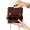 Unused Chanel Mini Rectangular Shearling And Brown Lambskin Leather Bag