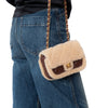 Unused Chanel Mini Rectangular Shearling And Brown Lambskin Leather Bag
