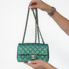 Chanel Mini Rectangular Metallic Green Leather Bag
