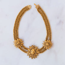  Chanel Vintage Gold Tone 3 Lions Choker Necklace