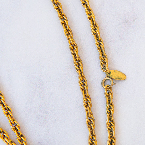 Chanel Vintage Coco Mark Gold Plated Long Necklace