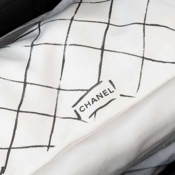 Chanel Off White Medium Classic  Double Flap  Bag In Caviar Leather