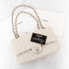 Chanel Off White Medium Classic  Double Flap  Bag In Caviar Leather