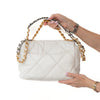 Chanel 19 Medium Large Off White Leather Quilted Flap Bag