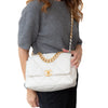 Chanel 19 Medium Large Off White Leather Quilted Flap Bag