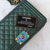 Chanel Metallic Green Leather Rainbow Hardware  Old Medium Boy Bag