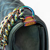 Chanel Metallic Green Leather Rainbow Hardware  Old Medium Boy Bag