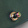 Chanel Metallic Green Leather Rainbow Hardware  Old Medium Boy Bag
