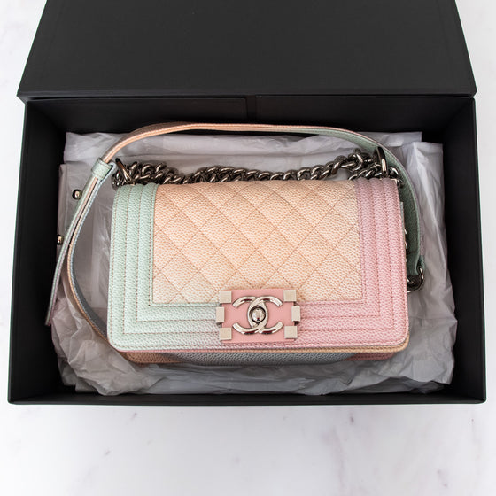 Chanel Rainbow Quilted Caviar Boy Bag Small